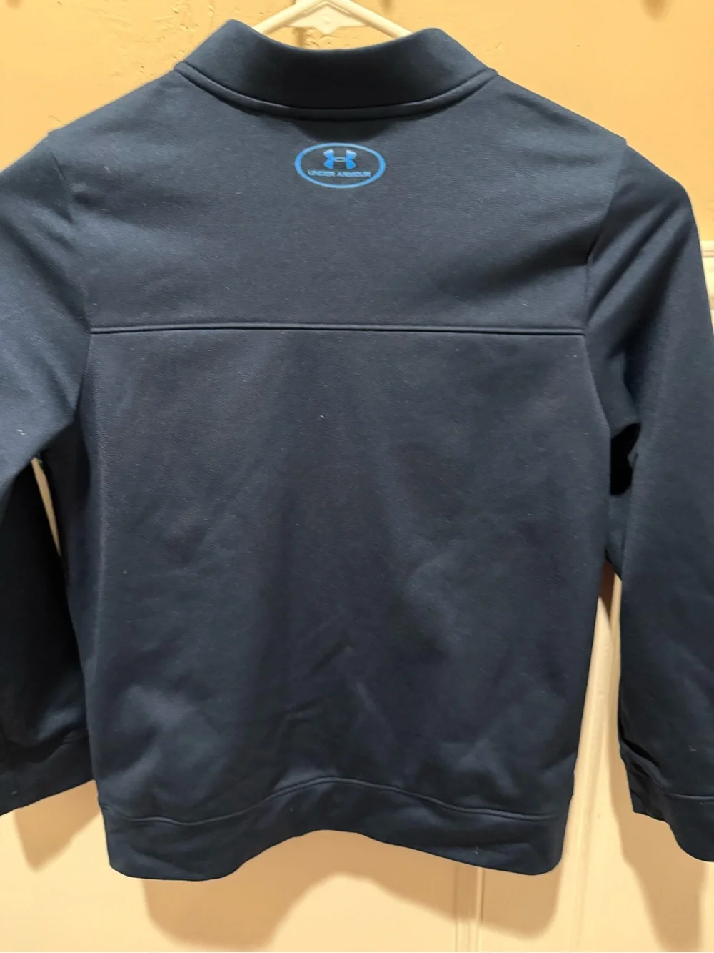 Under Armour Boys' Blue and Navy Zip Swim Rashguard with Aqua Accent